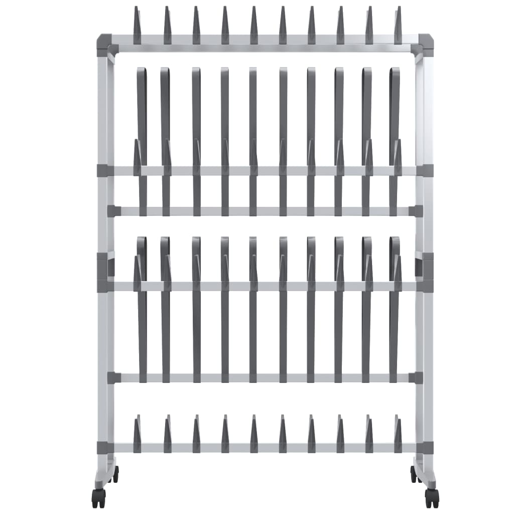 vidaXL Shoe Rack with Wheels Silver 35"x10.6"x47.2"-1