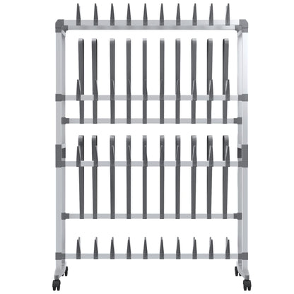 vidaXL Shoe Rack with Wheels Silver 35"x10.6"x47.2"-1