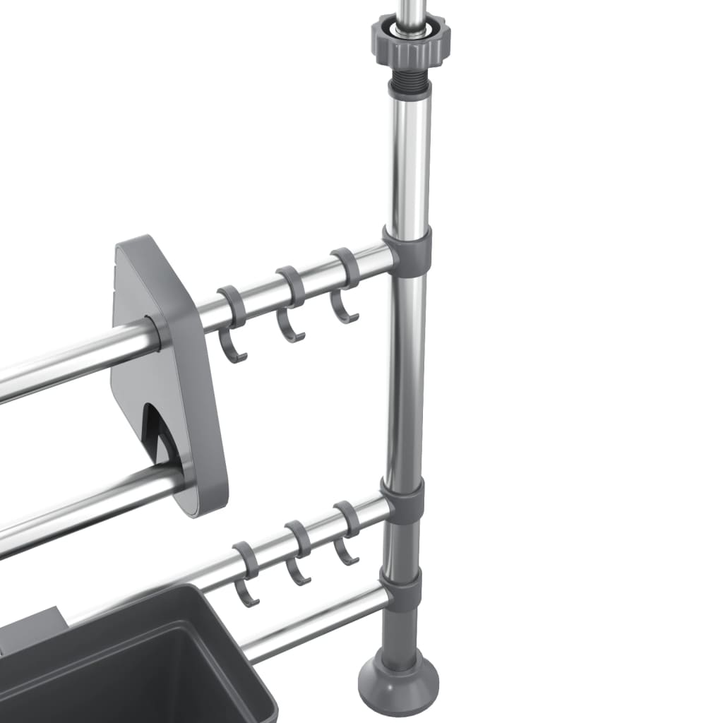 vidaXL Adjustable Kitchen Organizer Aluminum-4