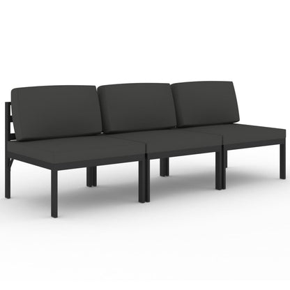 vidaXL 3-Seater Patio Sofa with Cushions Aluminum Anthracite-0
