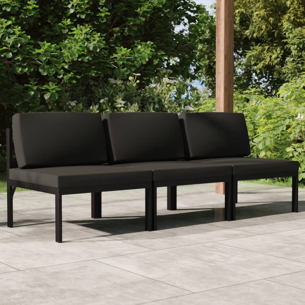 vidaXL 3-Seater Patio Sofa with Cushions Aluminum Anthracite-1