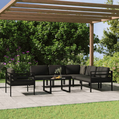 vidaXL 7 Piece Patio Lounge Set with Cushions Aluminum Anthracite-3