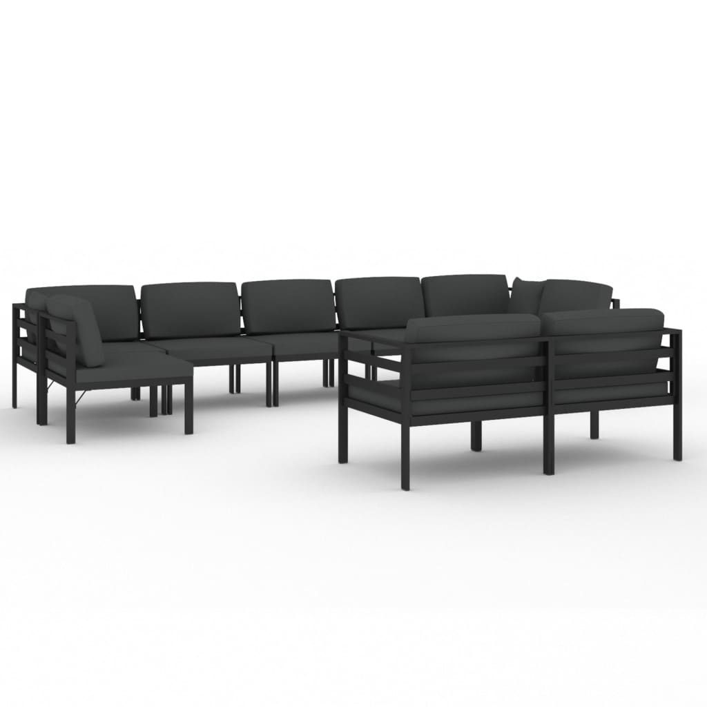 vidaXL 9 Piece Patio Lounge Set with Cushions Aluminum Anthracite-0