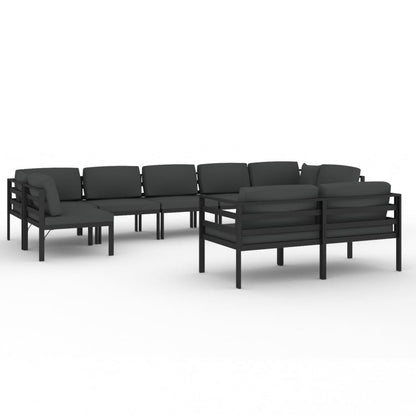 vidaXL 9 Piece Patio Lounge Set with Cushions Aluminum Anthracite-0