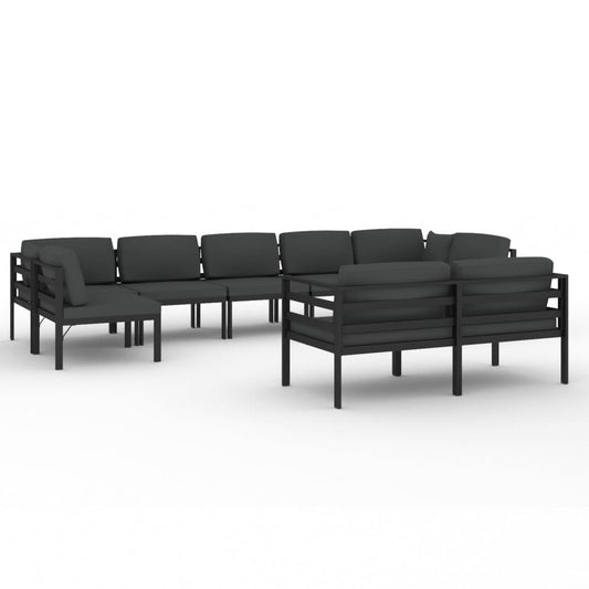 vidaXL 9 Piece Patio Lounge Set with Cushions Aluminum Anthracite-0