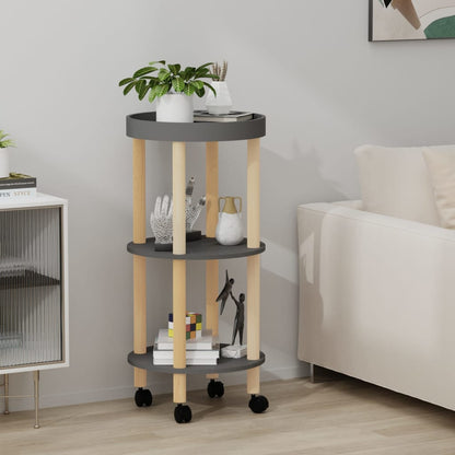 vidaXL 3-Tier Rolling Cart Utility Cart with Wheels Trolley Solid Wood Pine
