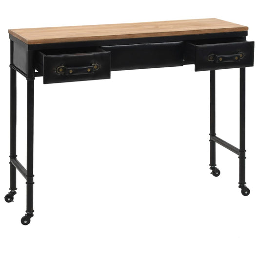 vidaXL Console Table with Castors 39.4"x13"x31.5" Solid Wood Fir-0