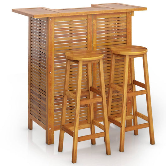 vidaXL 3 Piece Patio Bar Set Solid Wood Acacia-0