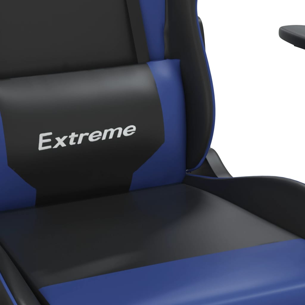vidaXL Massage Gaming Chair with Footrest Black Faux Leather-1