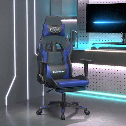 vidaXL Massage Gaming Chair with Footrest Black Faux Leather-6