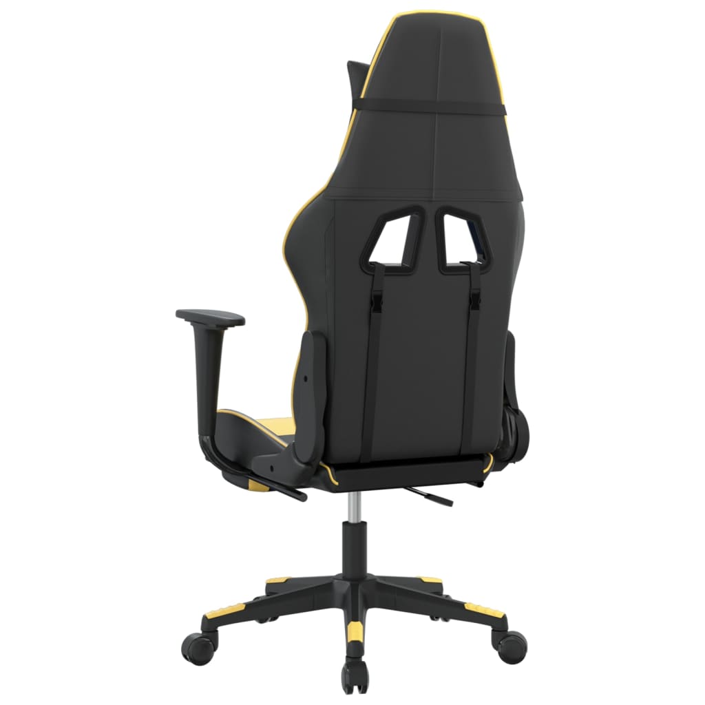 vidaXL Massage Gaming Chair with Footrest Black Faux Leather-2