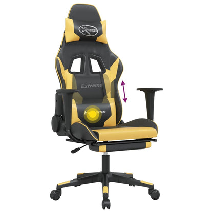 vidaXL Massage Gaming Chair with Footrest Black Faux Leather-4