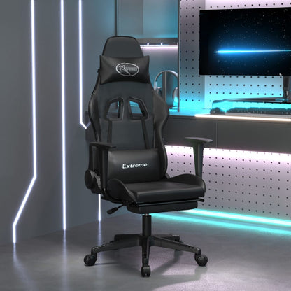 vidaXL Massage Gaming Chair with Footrest Black Faux Leather-5