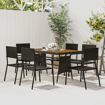 vidaXL Patio Furniture Set 9 Piece Table and Chair with Cushions Poly Rattan-6