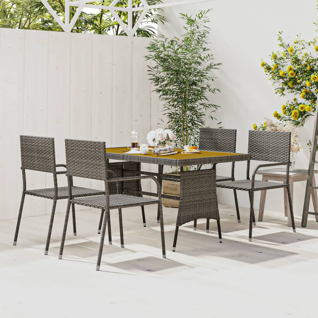vidaXL Patio Furniture Set 9 Piece Table and Chair with Cushions Poly Rattan-8