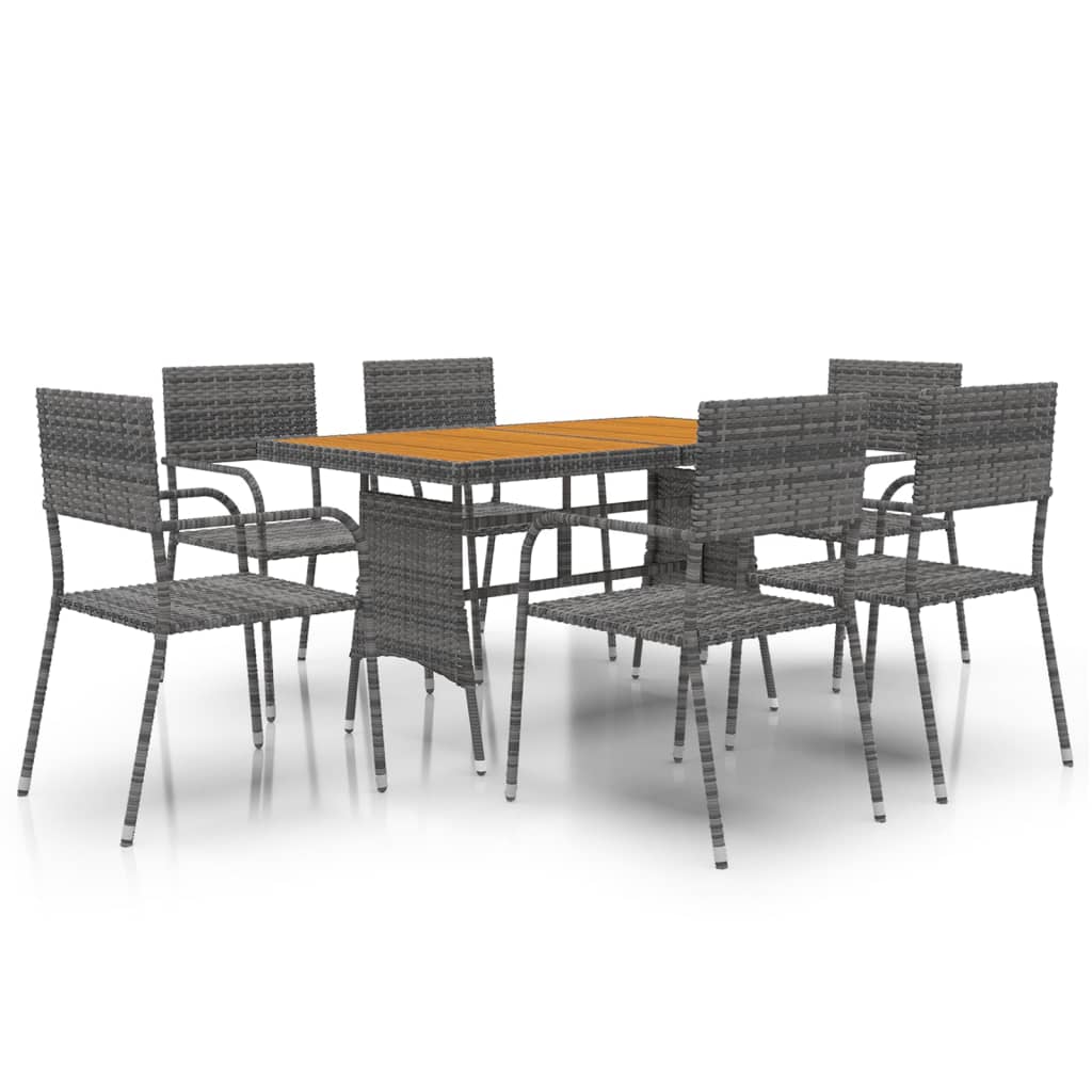 vidaXL Patio Furniture Set 9 Piece Table and Chair with Cushions Poly Rattan-3