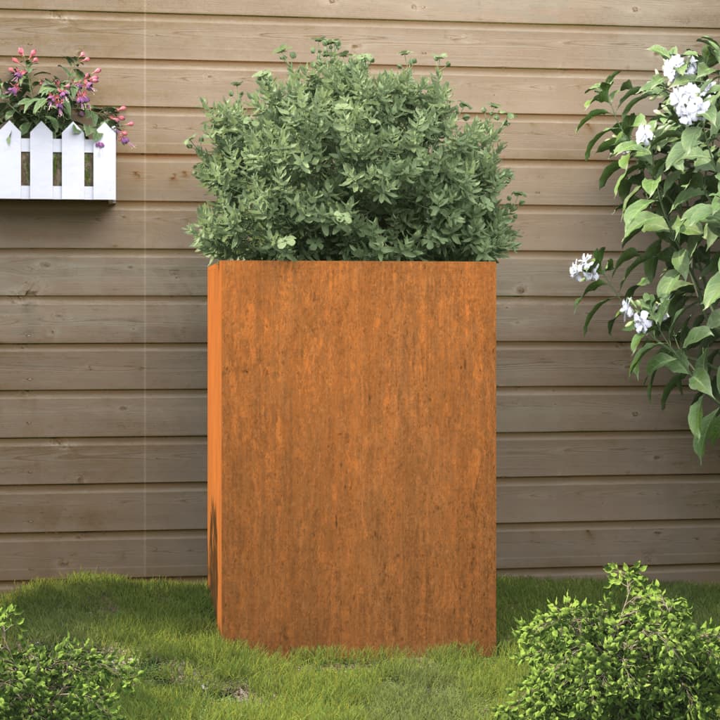 vidaXL Planter Stand Outdoor Raised Garden Bed for Vegetables Corten Steel-9