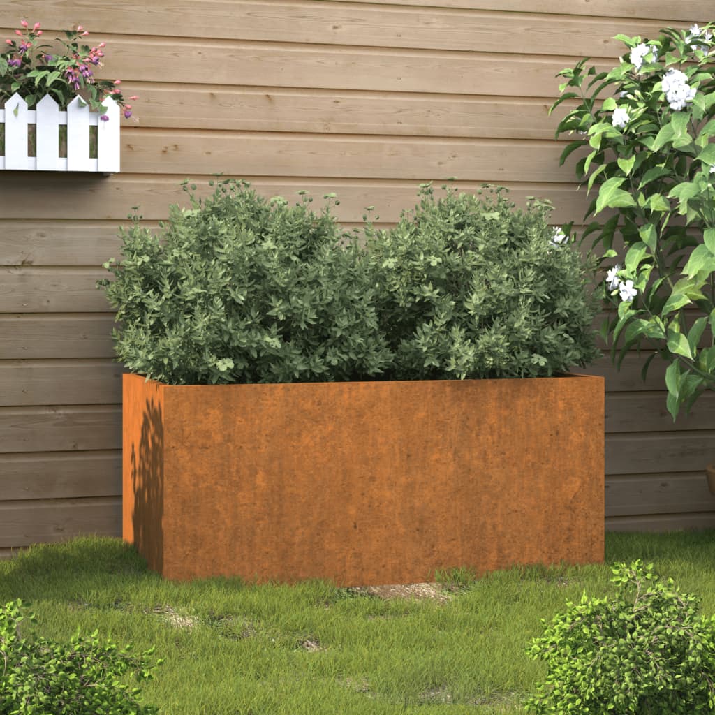 vidaXL Planter Stand Outdoor Raised Garden Bed for Vegetables Corten Steel-12