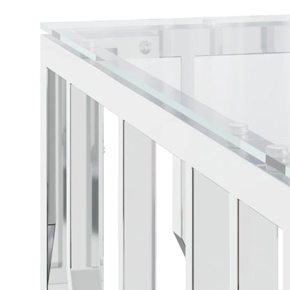 vidaXL Coffee Table 31.5"x31.5"x15.7" Stainless Steel and Glass-3
