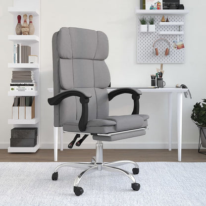 vidaXL Chair Swivel Reclining Desk Chair with Wheels for Living Room Fabric-5