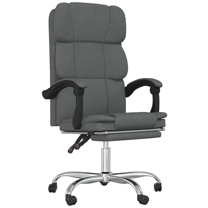 vidaXL Chair Swivel Reclining Desk Chair with Wheels for Living Room Fabric-0
