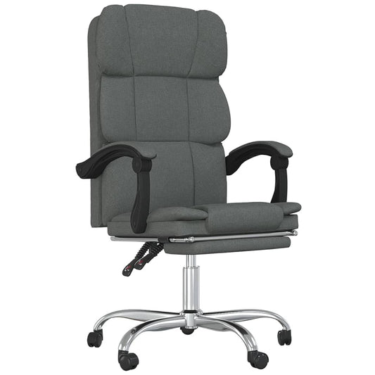 vidaXL Chair Swivel Reclining Desk Chair with Wheels for Living Room Fabric-0