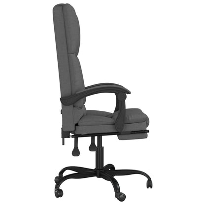 vidaXL Massage Chair Swivel Desk Office Chair with Adjustable Footrest Fabric-3