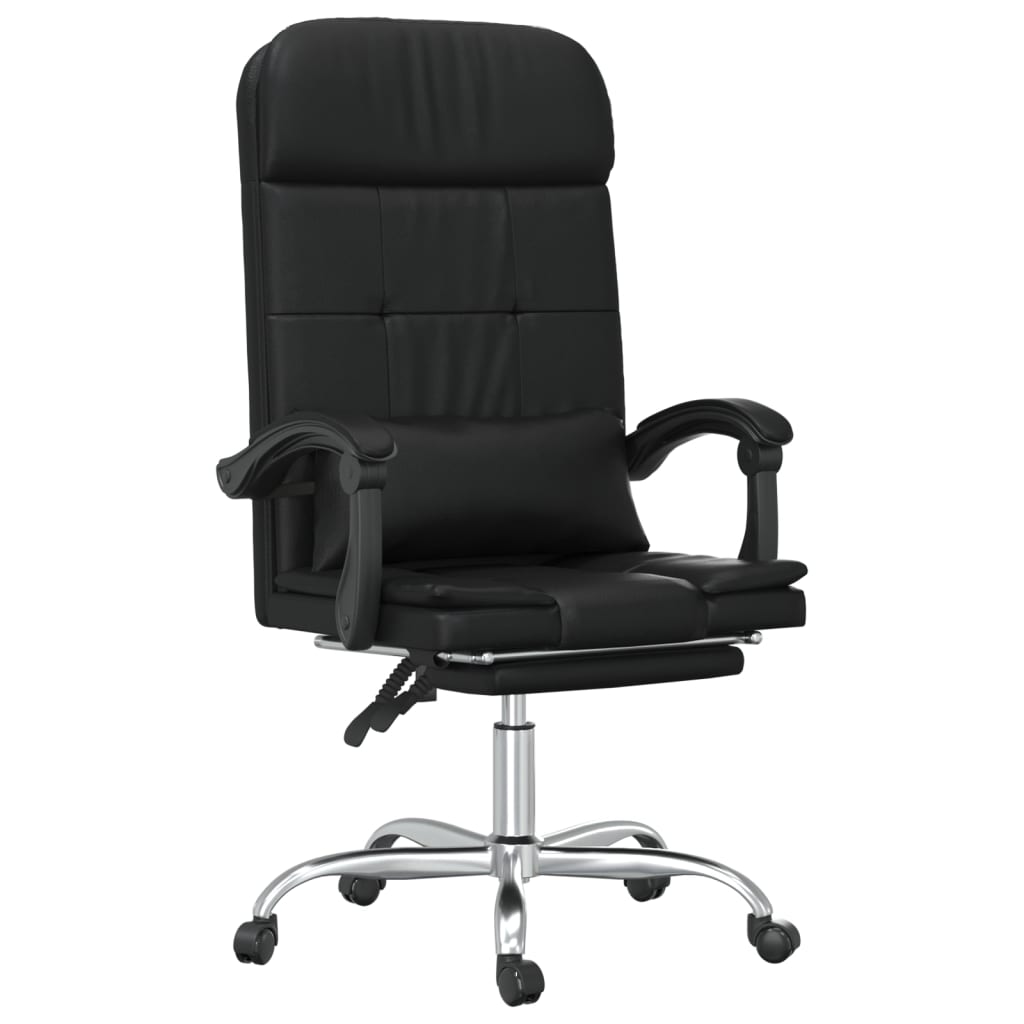 vidaXL Massage Reclining Office Chair Black Faux Leather-1