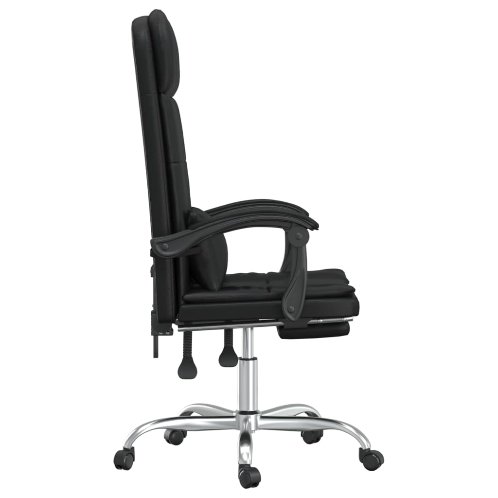 vidaXL Massage Reclining Office Chair Black Faux Leather-3