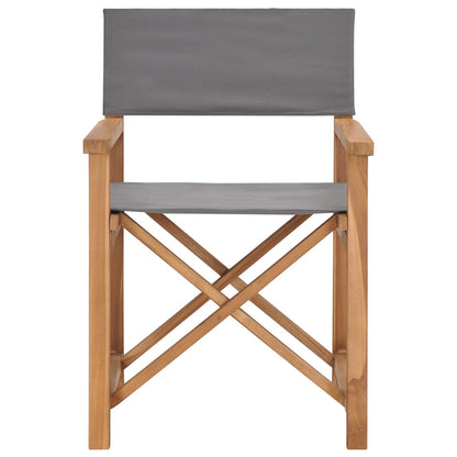 vidaXL Director's Chairs 2 pcs Solid Teak Wood Gray-2