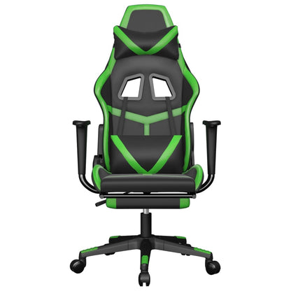 vidaXL Gaming Chair with Footrest Black and Green Faux Leather-1