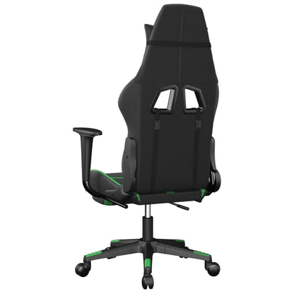 vidaXL Gaming Chair with Footrest Black and Green Faux Leather-3