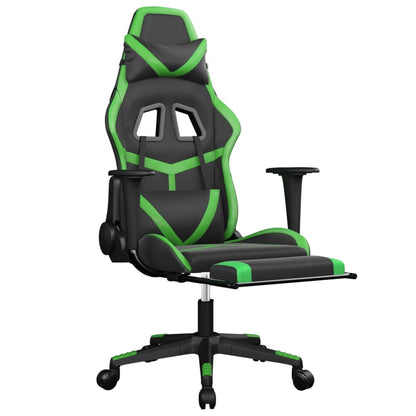 vidaXL Gaming Chair with Footrest Black and Green Faux Leather-4