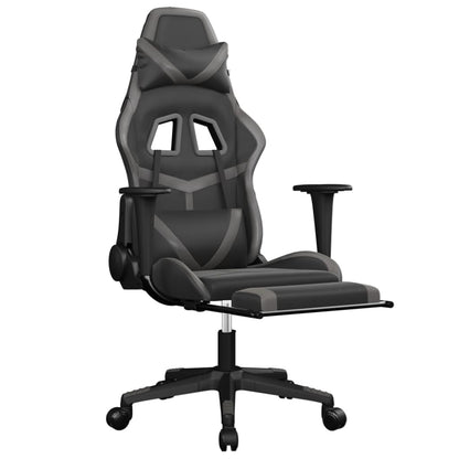 vidaXL Gaming Chair with Footrest Black and Gray Faux Leather-4