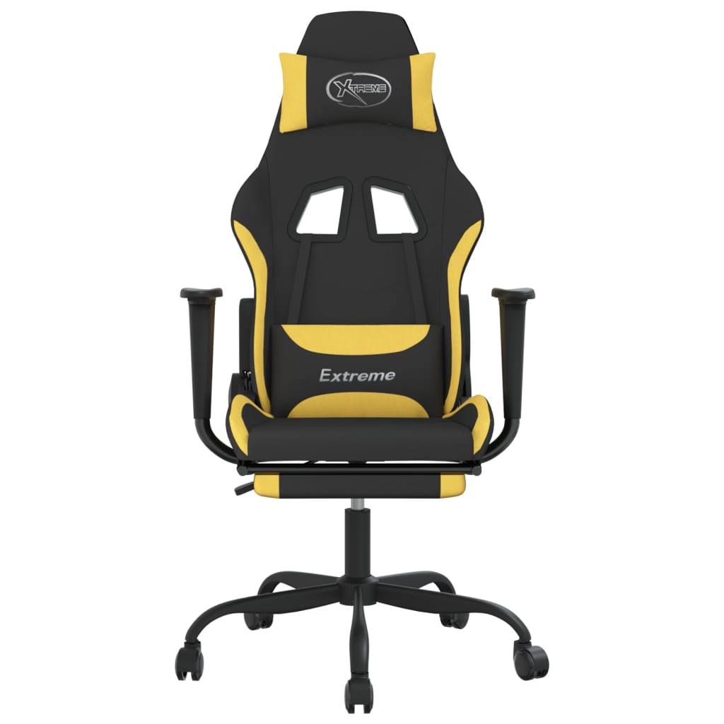 vidaXL Gaming Chair with Footrest Black and Yellow Fabric-1