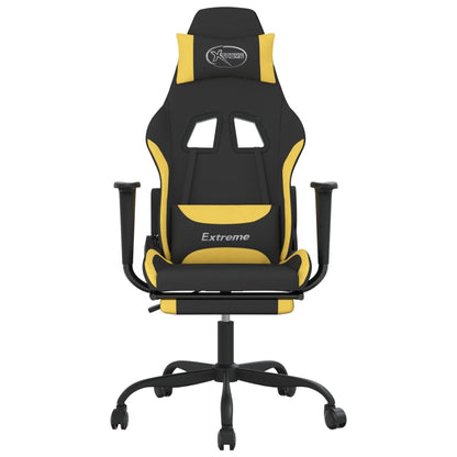 vidaXL Gaming Chair with Footrest Black and Yellow Fabric-1