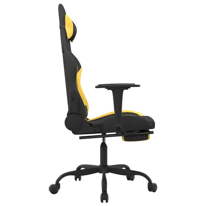 vidaXL Gaming Chair with Footrest Black and Yellow Fabric-2