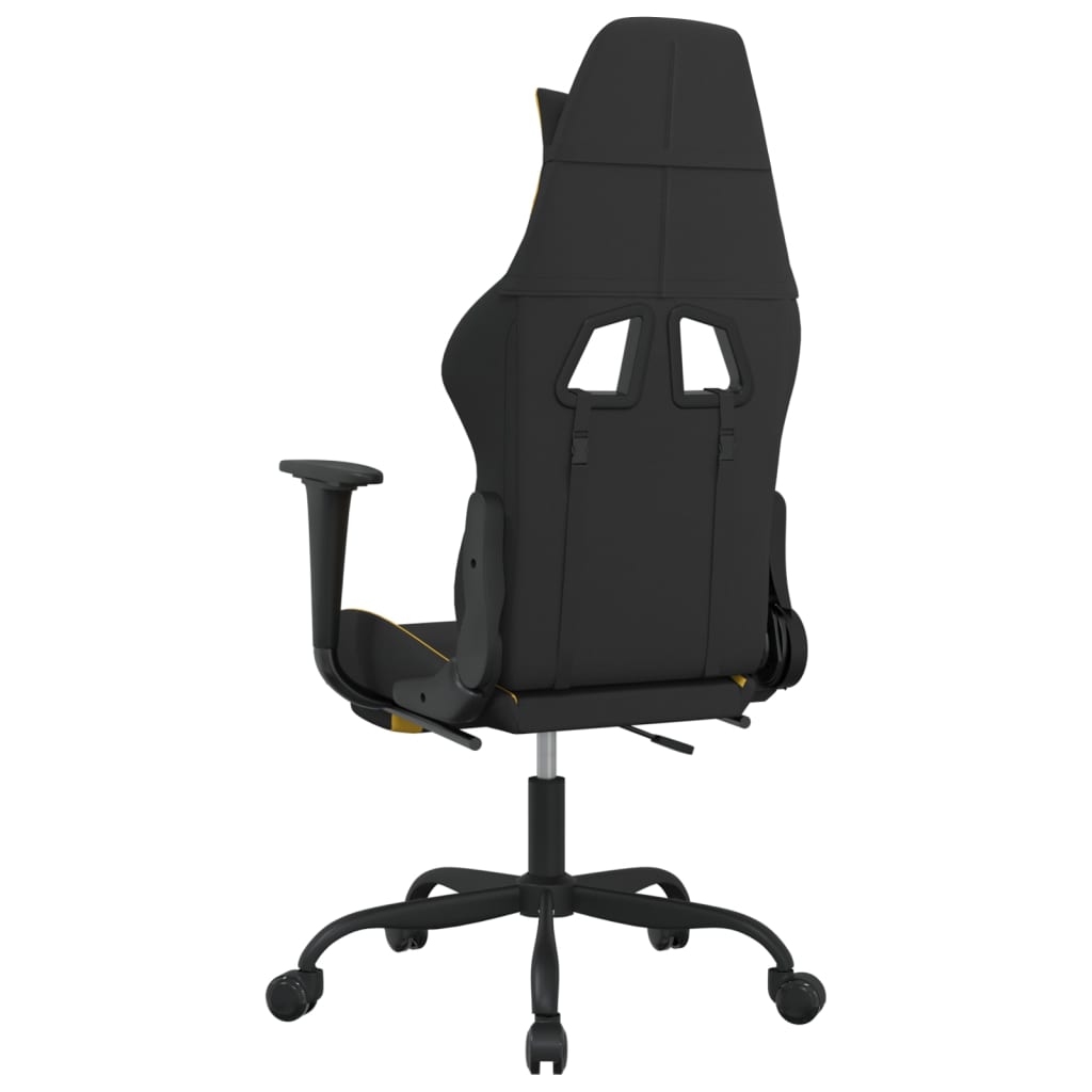 vidaXL Gaming Chair with Footrest Black and Yellow Fabric-3