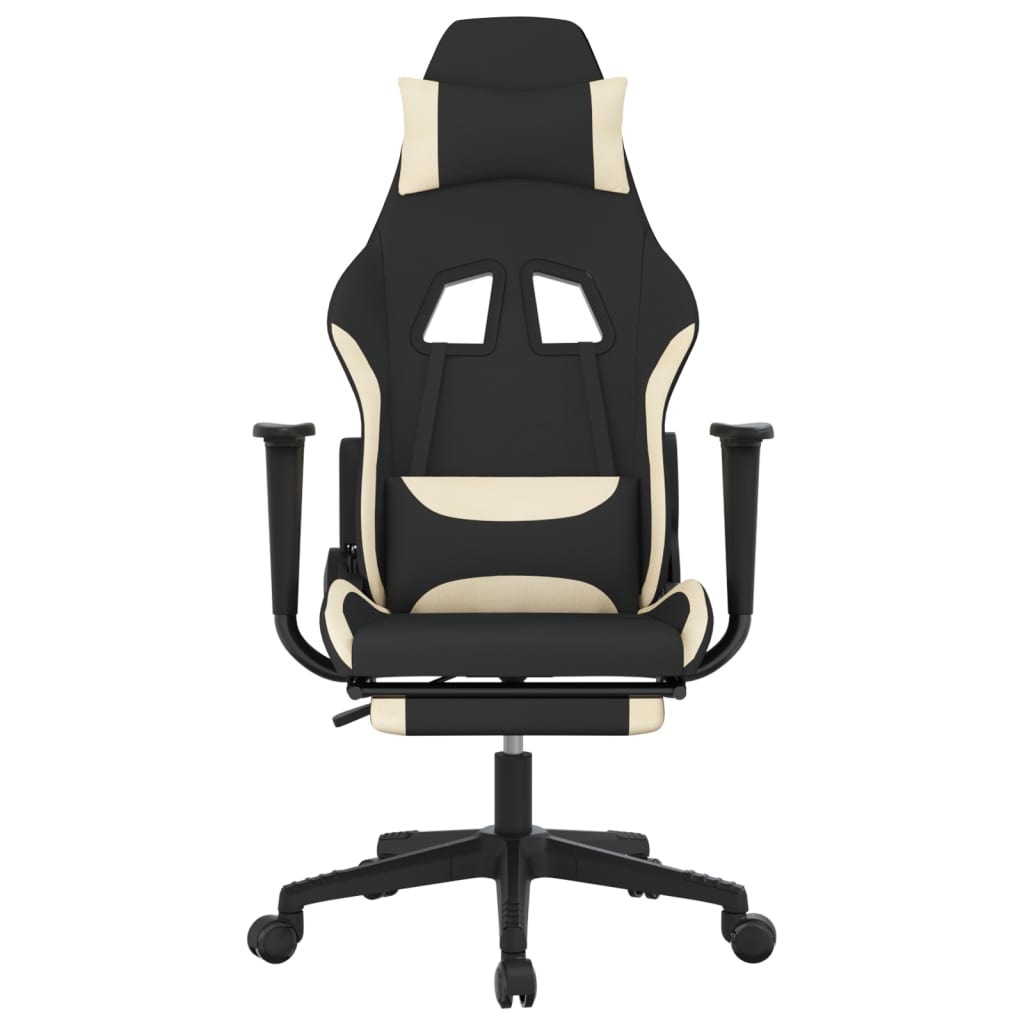 vidaXL Gaming Chair with Footrest Black and Cream Fabric-1