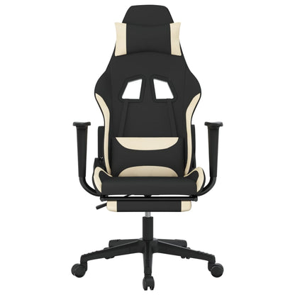 vidaXL Gaming Chair with Footrest Black and Cream Fabric-1