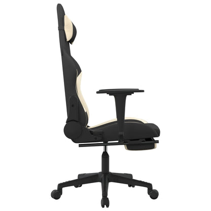 vidaXL Gaming Chair with Footrest Black and Cream Fabric-2