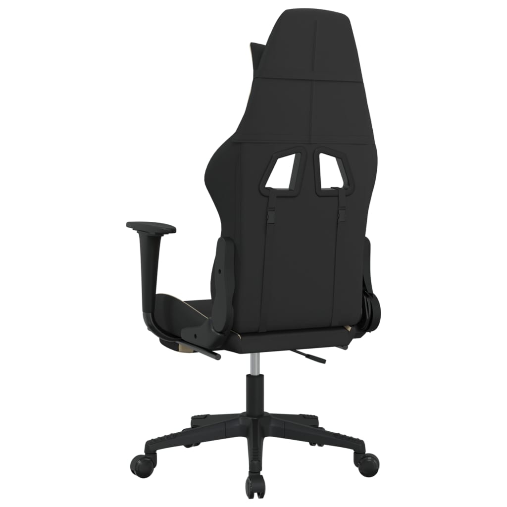 vidaXL Gaming Chair with Footrest Black and Cream Fabric-3