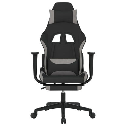 vidaXL Gaming Chair with Footrest Black and Light Gray Fabric