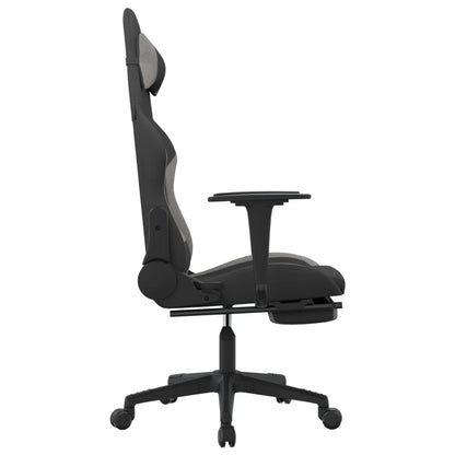 vidaXL Gaming Chair with Footrest Black and Light Gray Fabric