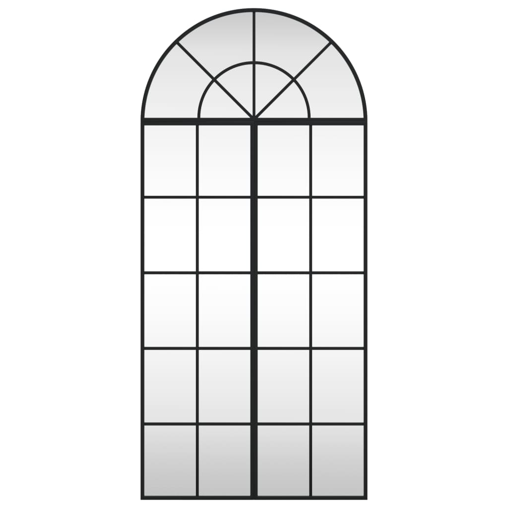 vidaXL Wall Mirror Decorative Wall Mounted Mirror for Bathroom Black Arch Iron-1