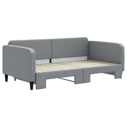 vidaXL Daybed with Trundle Light Gray 39.4"x74.8" Fabric-1