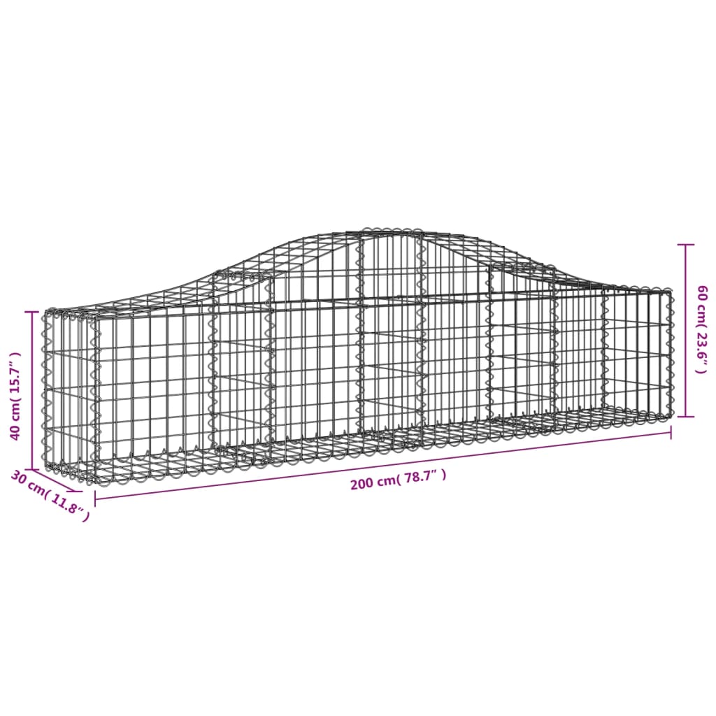 vidaXL Gabion Basket Arched Gabion Basket Planter for Flower Galvanized Iron-3