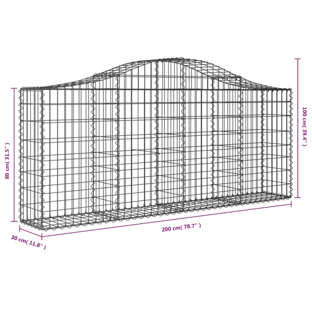 vidaXL Gabion Basket Arched Gabion Basket Planter for Flower Galvanized Iron-3