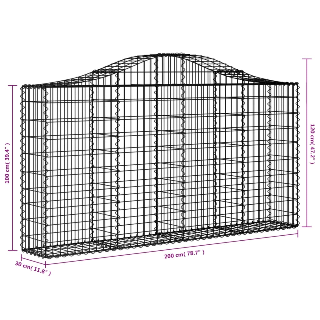 vidaXL Gabion Basket Arched Gabion Basket Planter for Flower Galvanized Iron-3