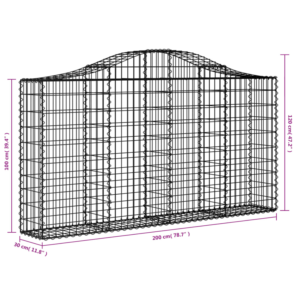 vidaXL Gabion Basket Arched Gabion Basket Planter for Flower Galvanized Iron-3